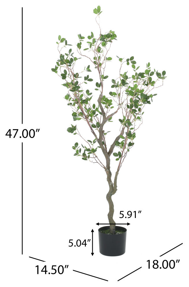 Willey Artificial Leaf Tree, Green, 18wx14.5dx47h