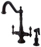 Kingston Brass 2-Handle Kitchen Faucet With Brass Sprayer, Oil Rubbed Bronze