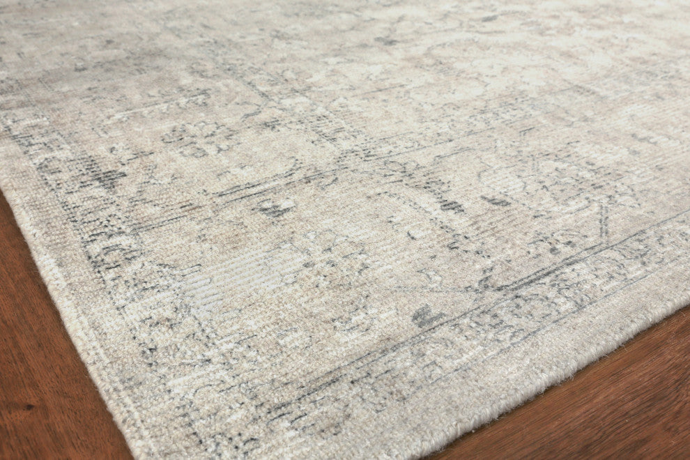 Tuscany Handmade Hand Loomed Wool and Bamboo Silk Light Beige Area Rug