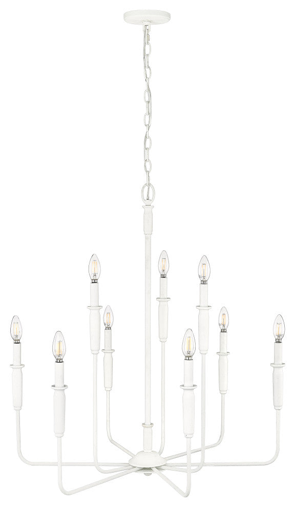 9 Light 31.9 in. Textured White Chandelier