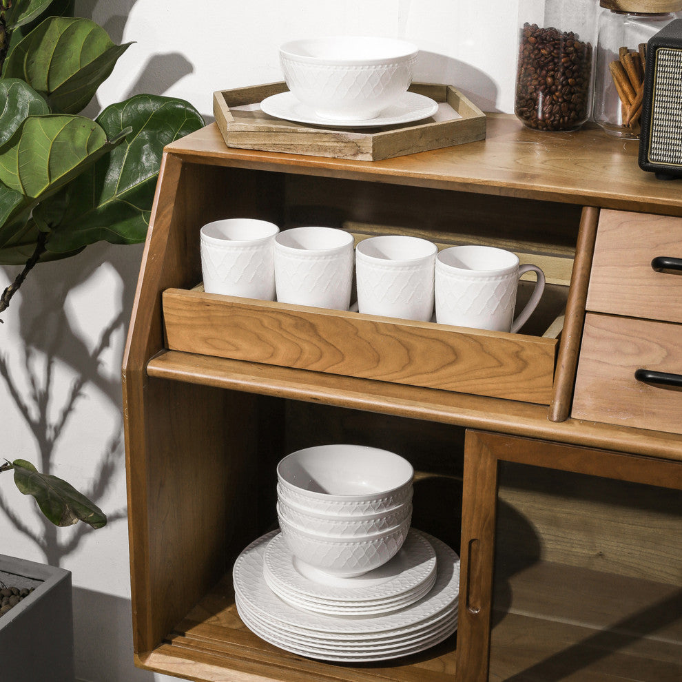 Stone Lain Alexandria Bone China 16 Piece Dinnerware Set, White