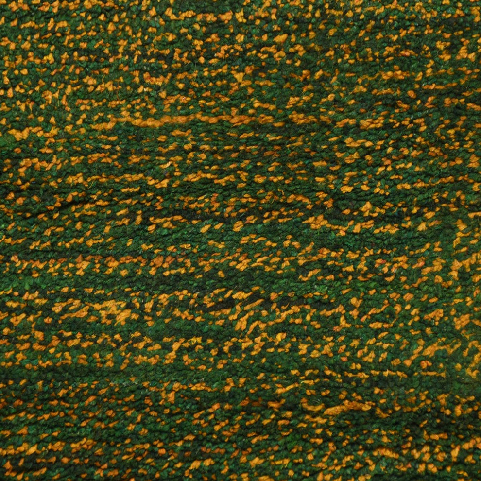 Hand Knotted Loom Silk Mix Area Rug Solid Green Gold