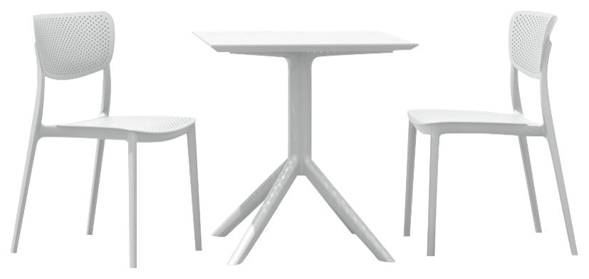 Lucy Outdoor Bistro 3-Piece Set With 24" Table Top White