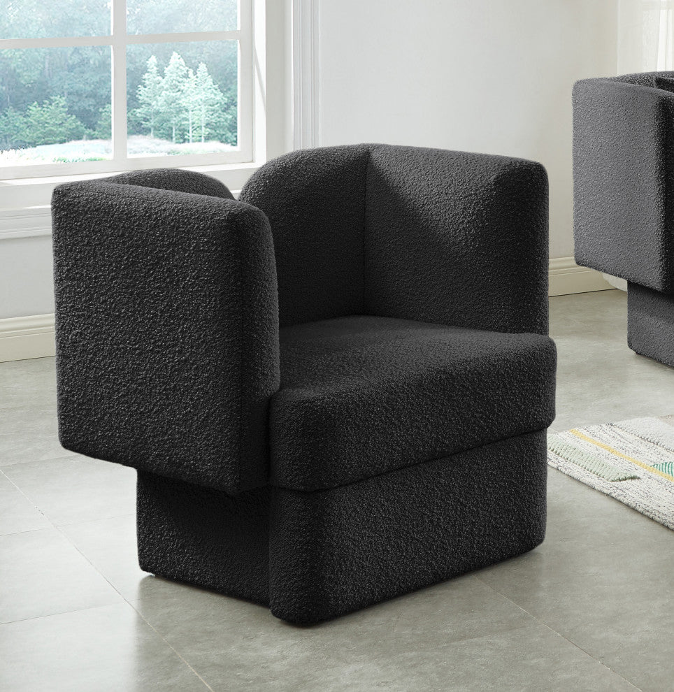 Marcel Boucle Fabric Upholstered Chair, Black, Chair