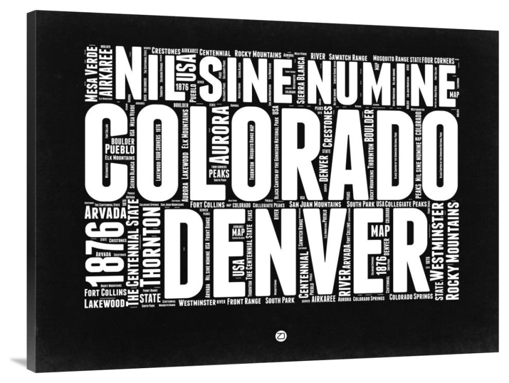 "Colorado Black and White Map" Fine Art Print