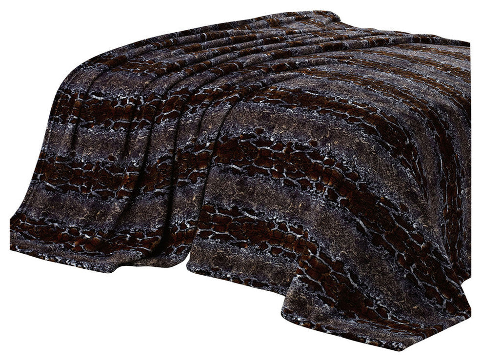 Chocolate Snake Safari Flannel Fleece Blanket, Twin