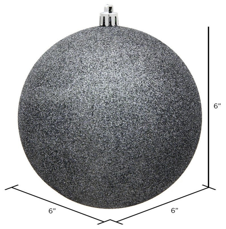 Vickerman N591587DG 6" Pewter Glitter Ball Ornament, 4 per Bag