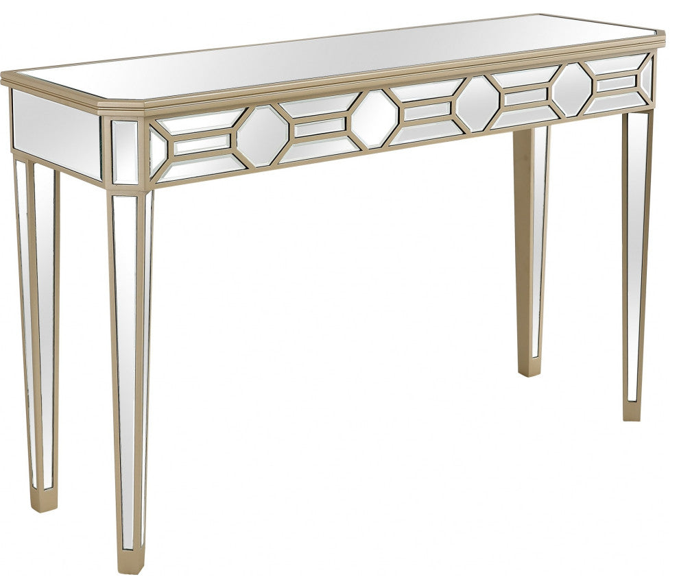 Gold Trimmed Mirrored Console Table