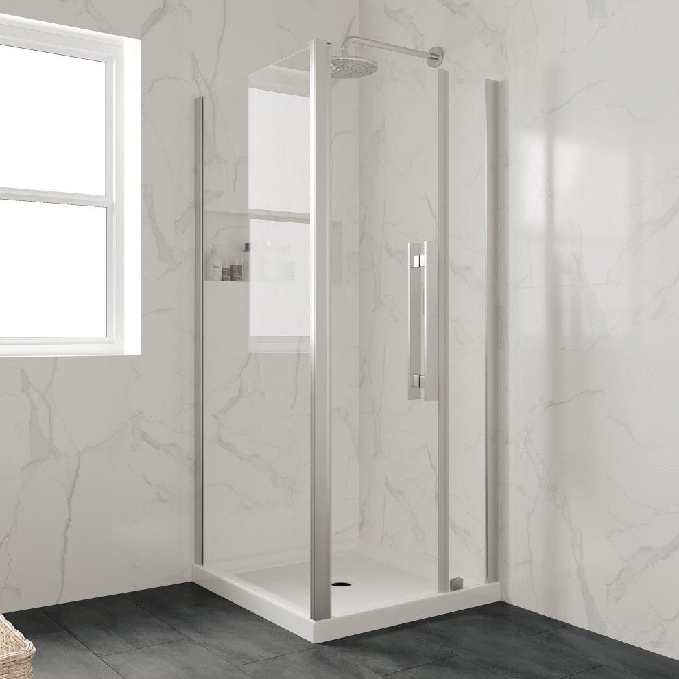 Ove Decors Erika Shower Base Rectangle, White, 38"x36", Center Drain