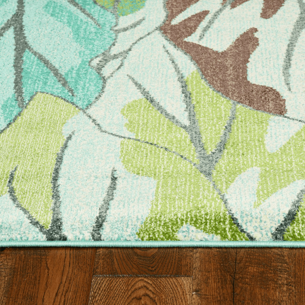 94 X 130 Blue Polypropylene Rug