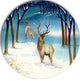 Amazing Winter Forest With Deer, Landscape Round Wall Art, 23"