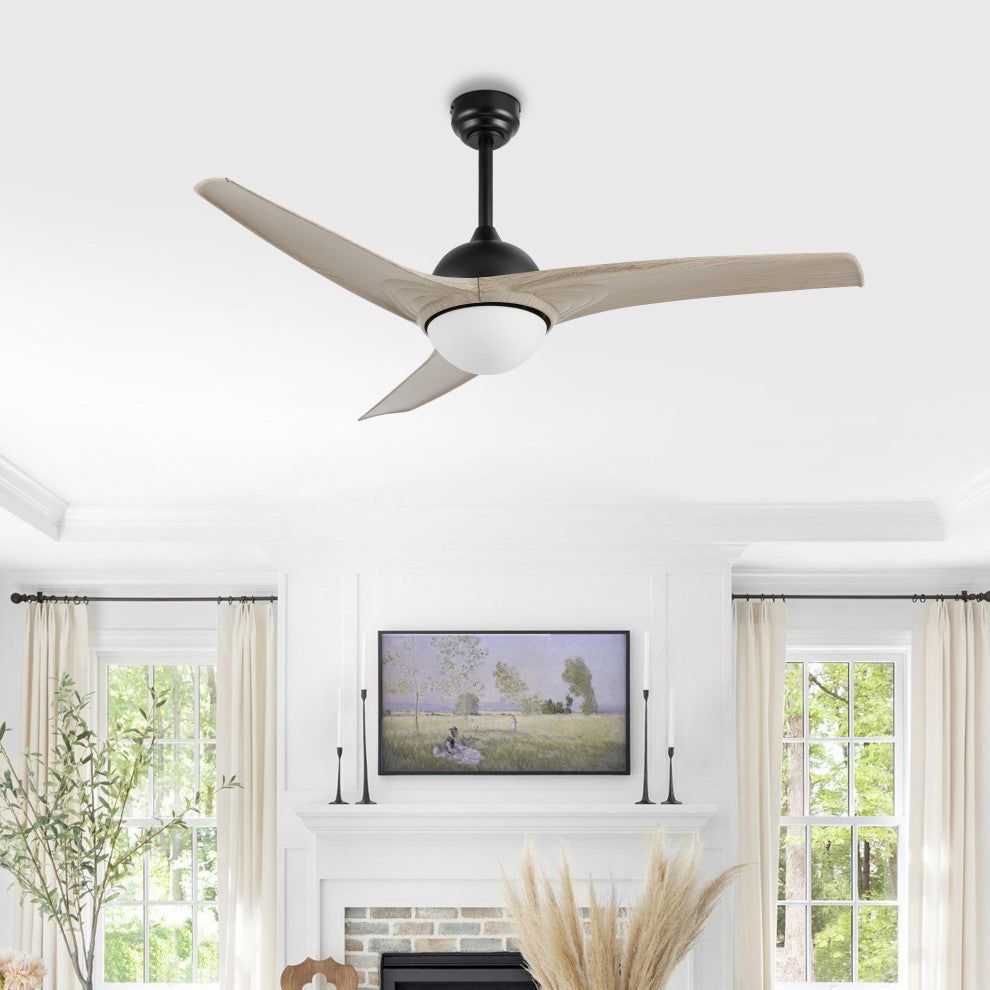 Sully 52" App/Remote 6-Speed LED Ceiling Fan, Gray Wood/White