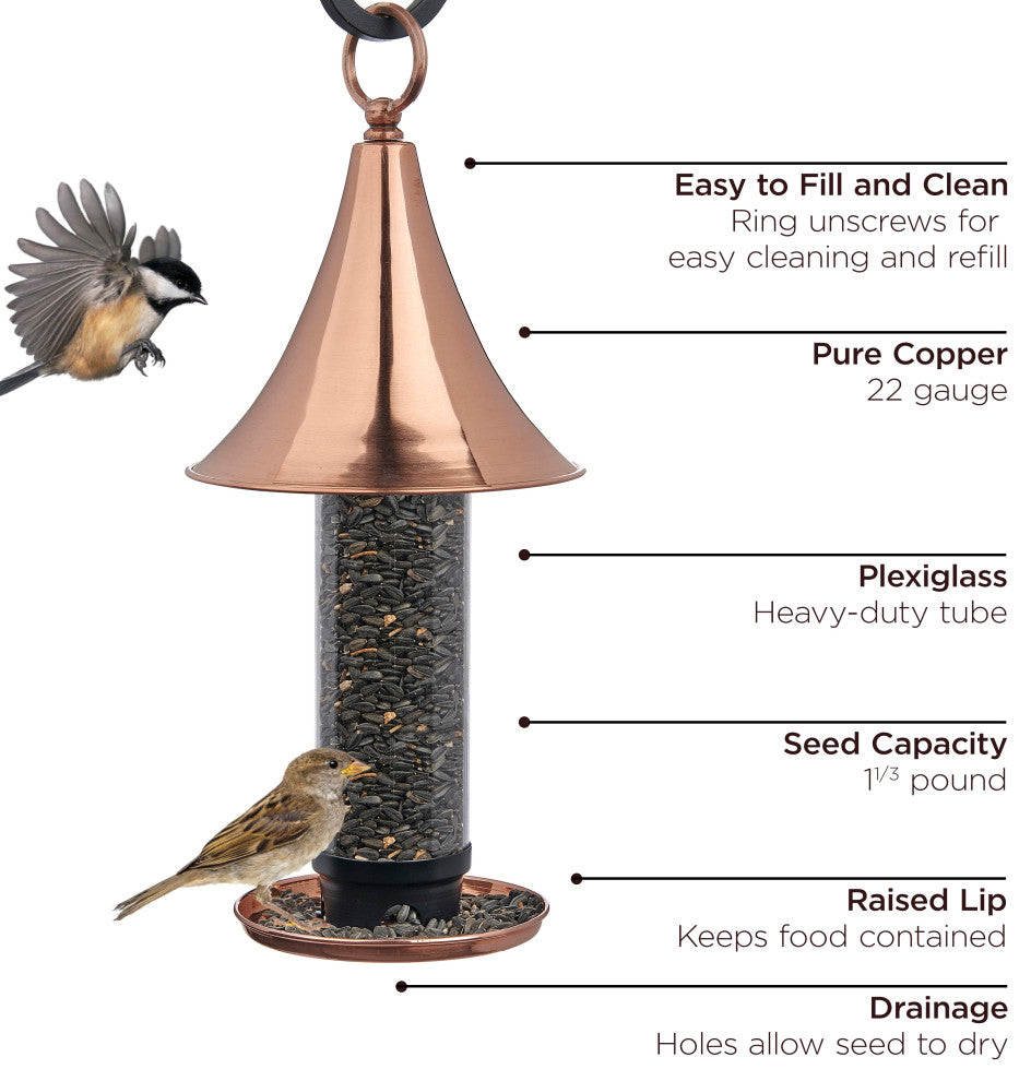 Castella Bird Feeder, Polished Copper