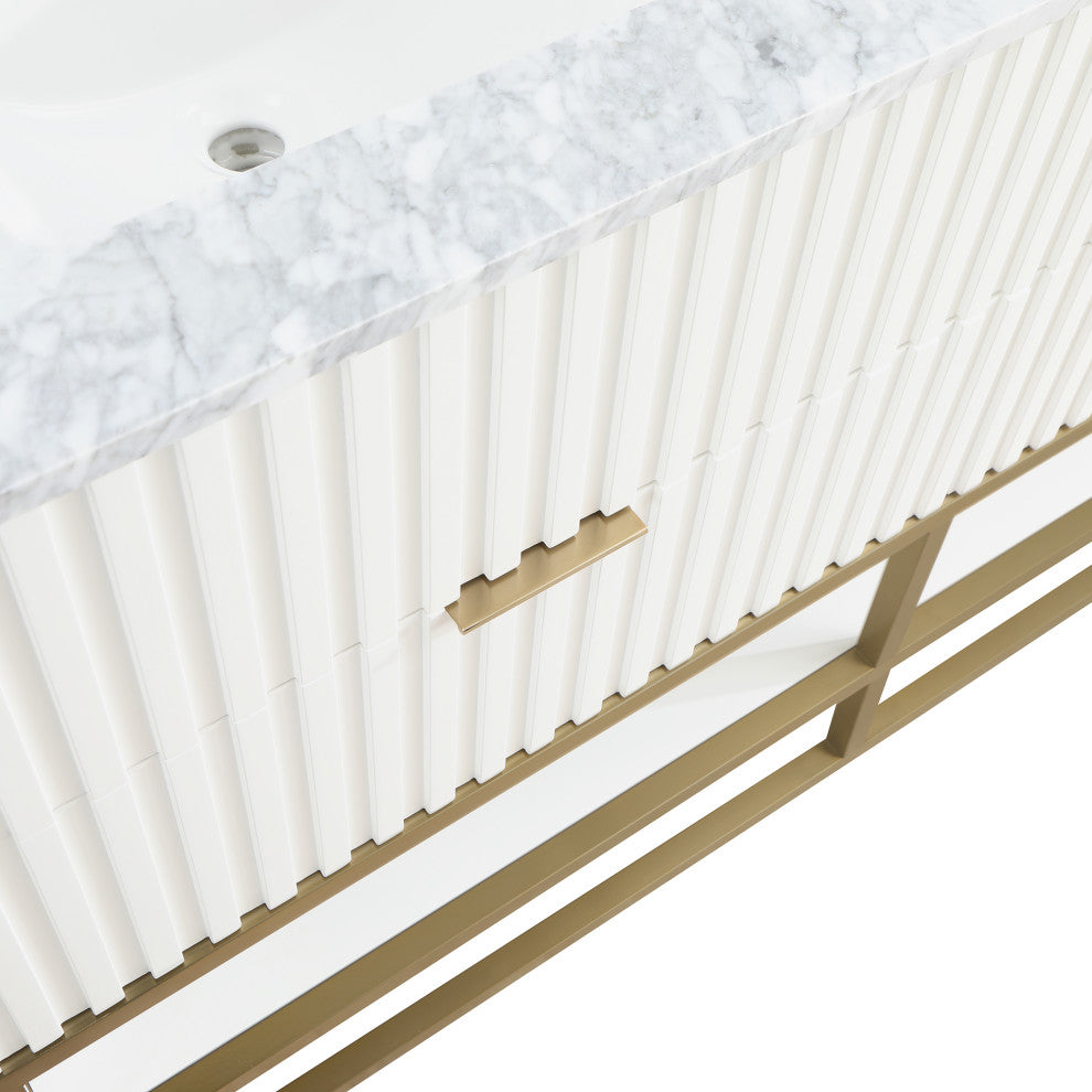 Monad Bathroom Vanity, White, 60" Wide