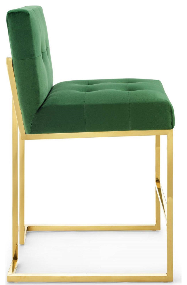 Green Velvet Counter Stool, Heidi Giselle Gold Counter Stool, Glam Tufted Stool