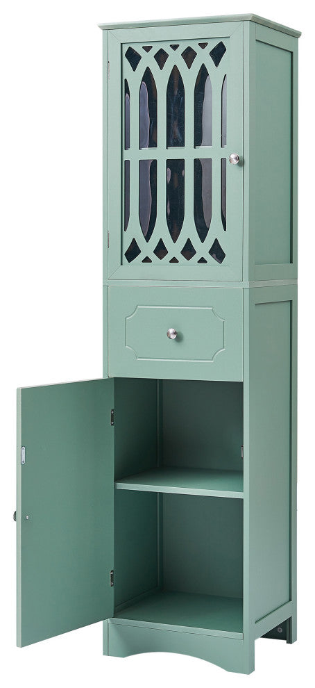64" Tall Freestanding Bath Storage Cabinet, Adjustable Shelves