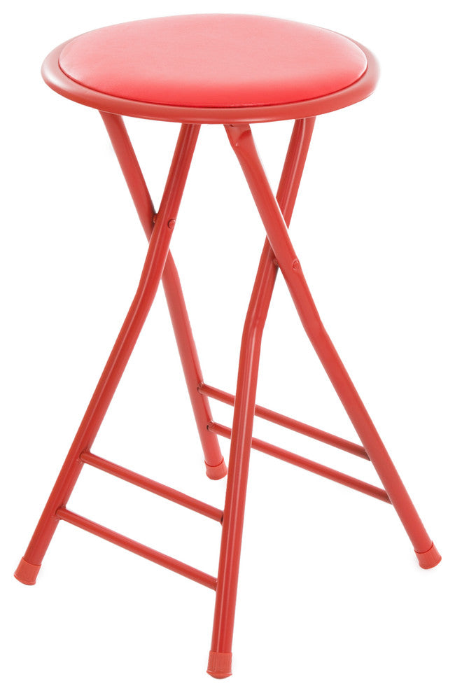 Trademark Home Collection 24 x 14 Cushioned Folding Stool, Red
