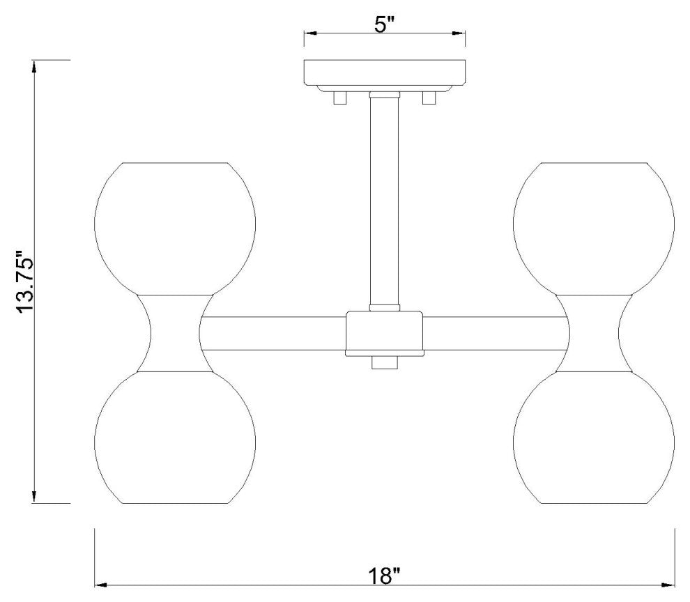 Z-LITE 6-Light Semi Flush, Modern Gold