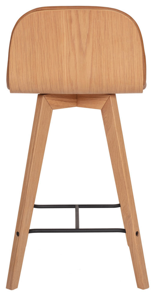 Scandinavian Napoli Leather Counter Stool Tan - Brown