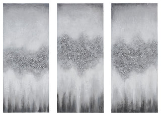 Madison Park Luminous Hand Painted Heavy Textured Glitz Canvas 3 Piece Set, Grey