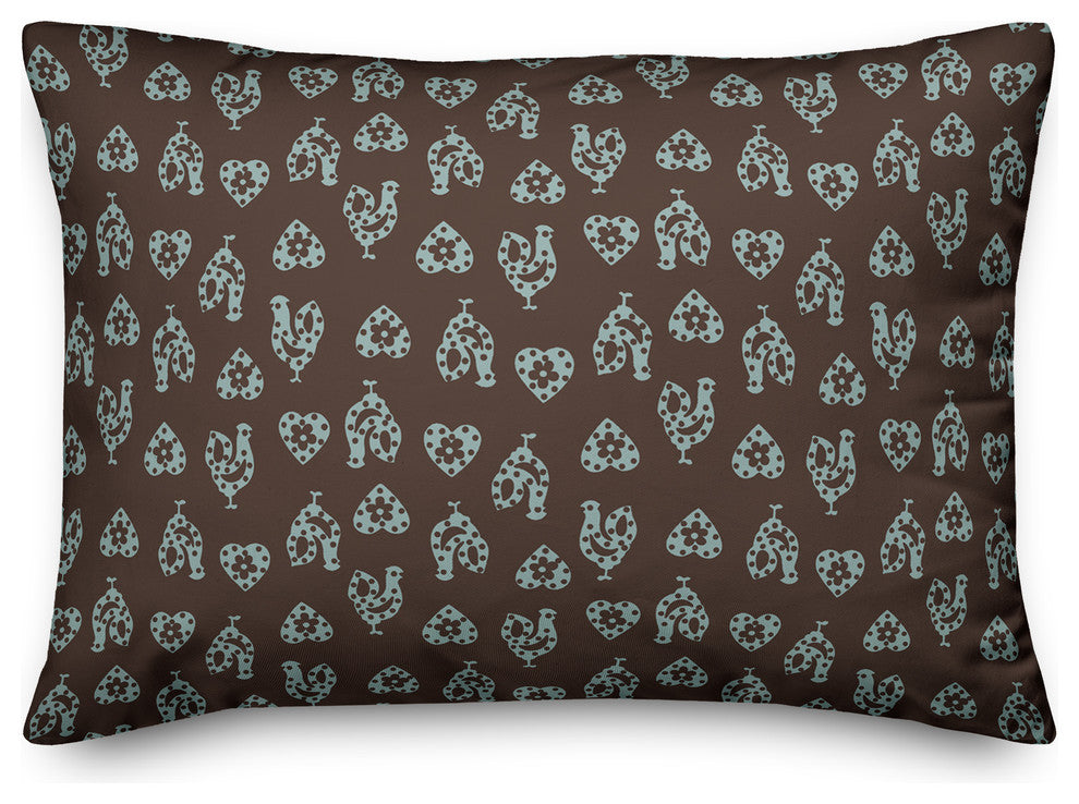 Gray Rooster Pattern Throw Pillow