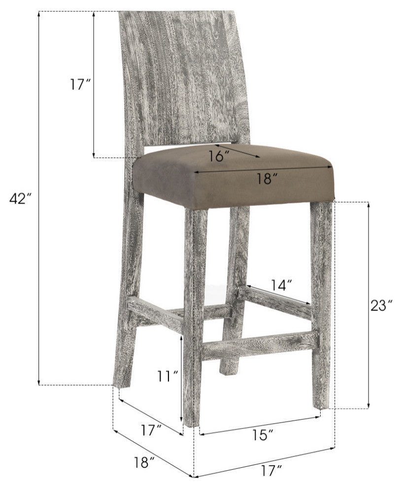 Origins Counter Stool, Chamcha Wood, Gray Stone