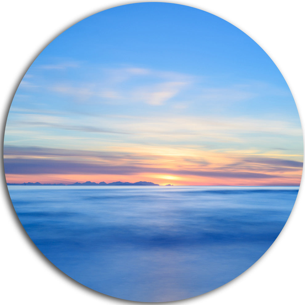 Corsica Island Sunset View Italy, Seashore Round Metal Wall Art, 23"