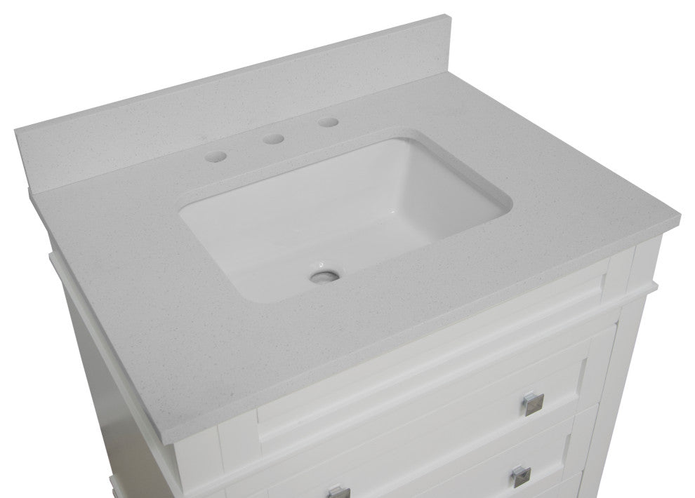 Eleanor 30" Bathroom Vanity, White, Quartz Top
