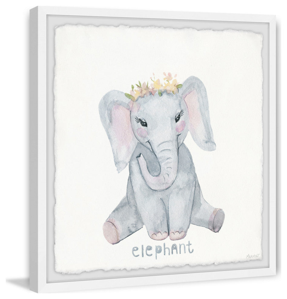 "The Elephant Squat" Framed Painting Print, 32x32