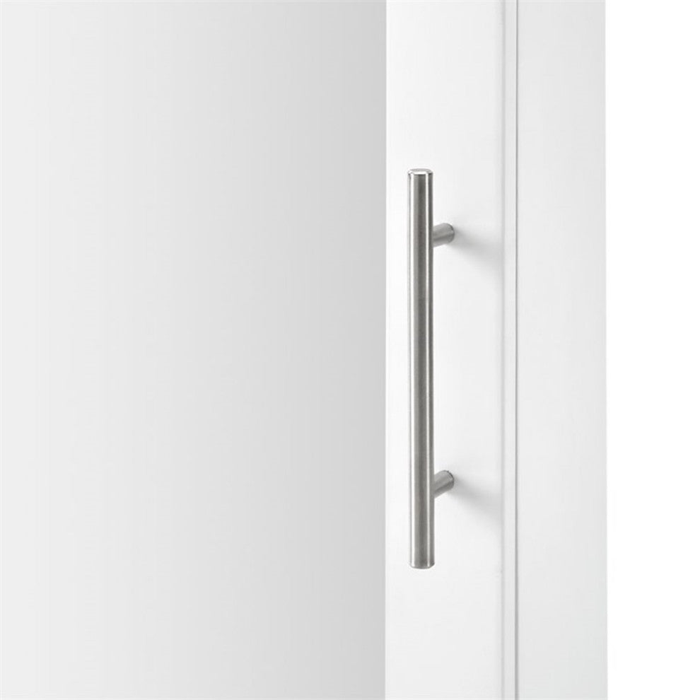 Bowery Hill Wood and Mirror Wall Cabinet in White/Chrome/Clear