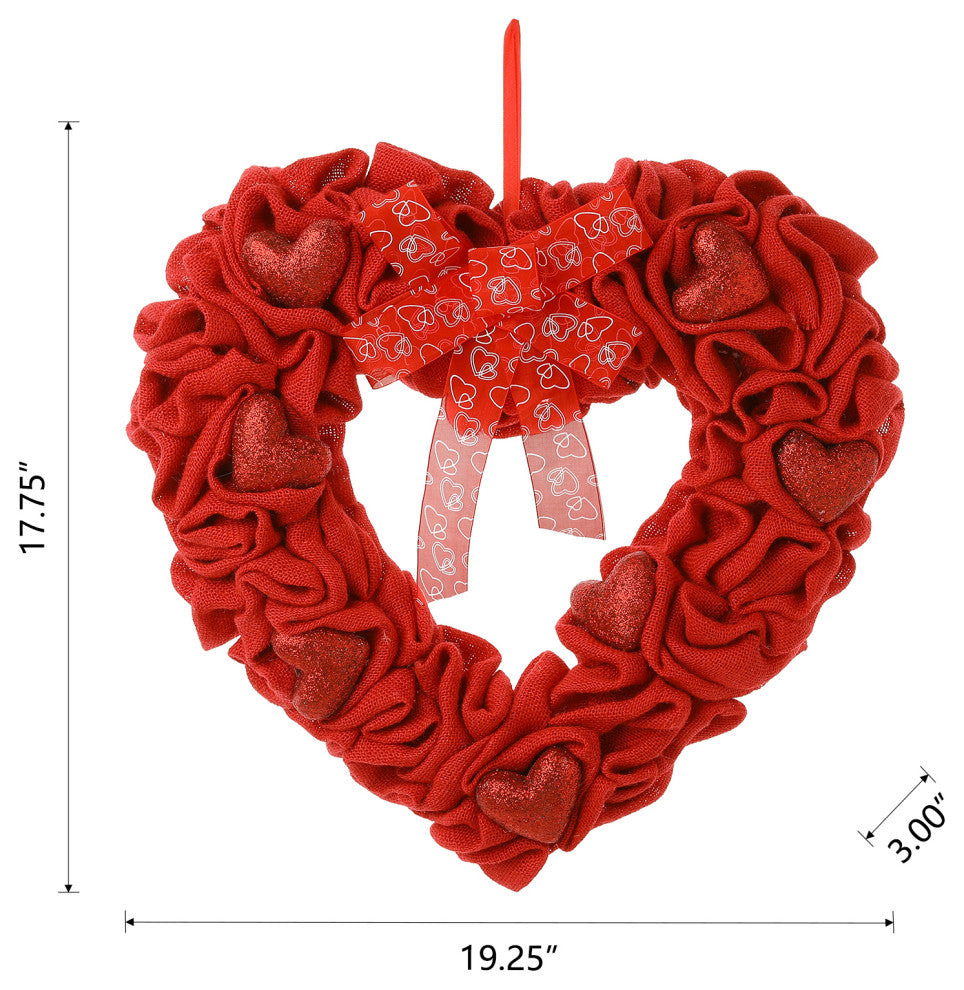 19.25" Fabric Valentine's Heart Wreath