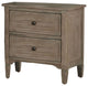 2 Drawers Wooden Night Stand, Wire-Brushed Warm Gray