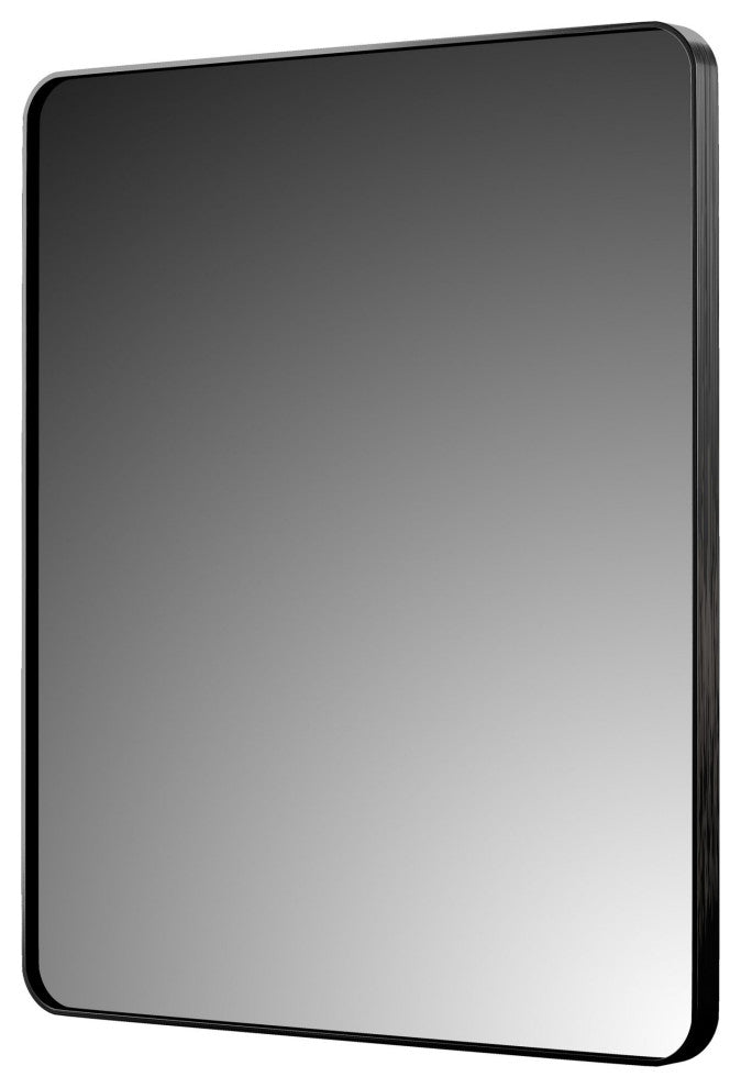 Rectangular Aluminum Framed Wall Mounted Bathroom Mirror, Black;, 24" X 30";