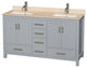 Wyndham WCS141460DGYIVUNSMXX 60 inch Vanity in Gray with Ivory Marble and Square
