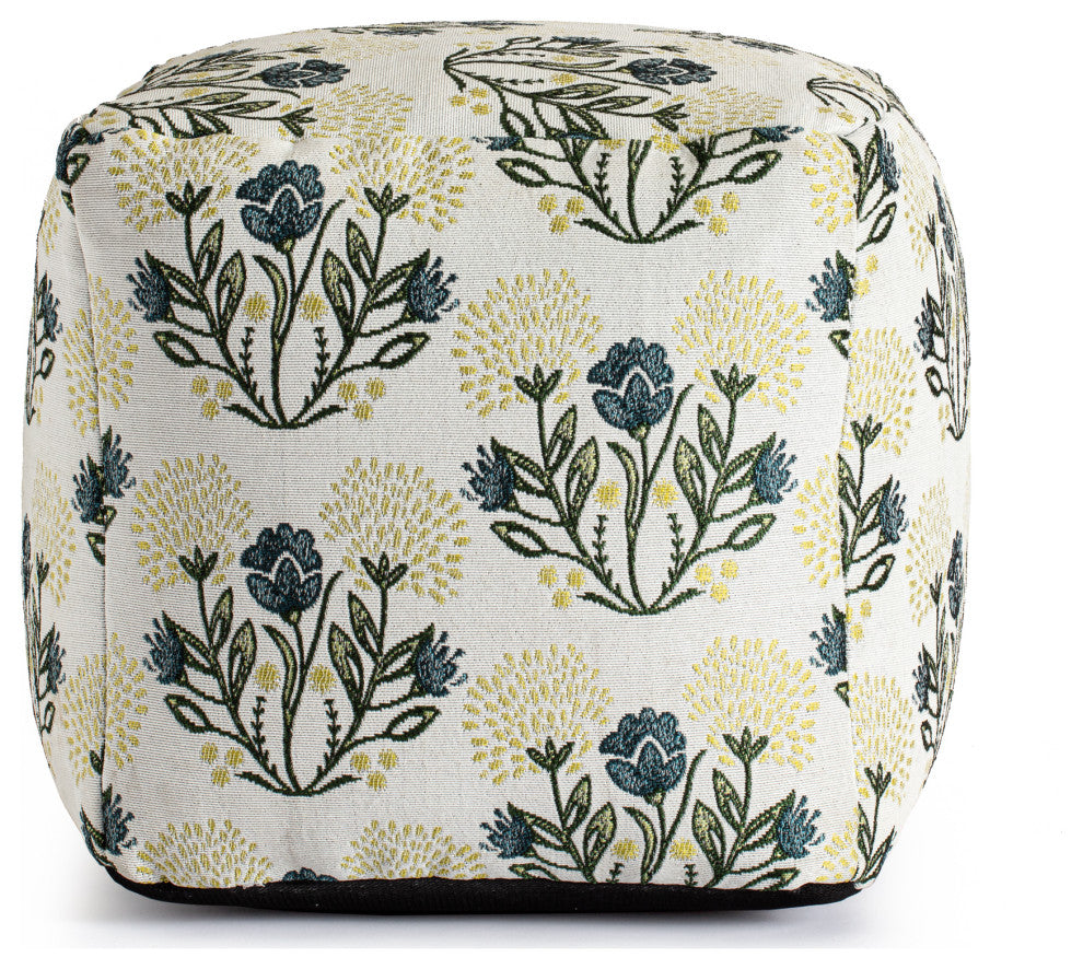 Gordes Yellow 18" x 18" x 18" Multicolor Pouf