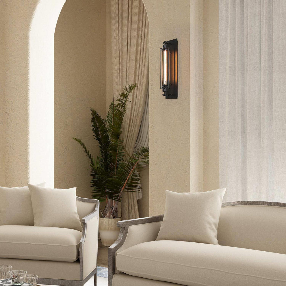 LNC 1-Light Matte Black Modern Thermometer-Like Wall Sconce For Foyer