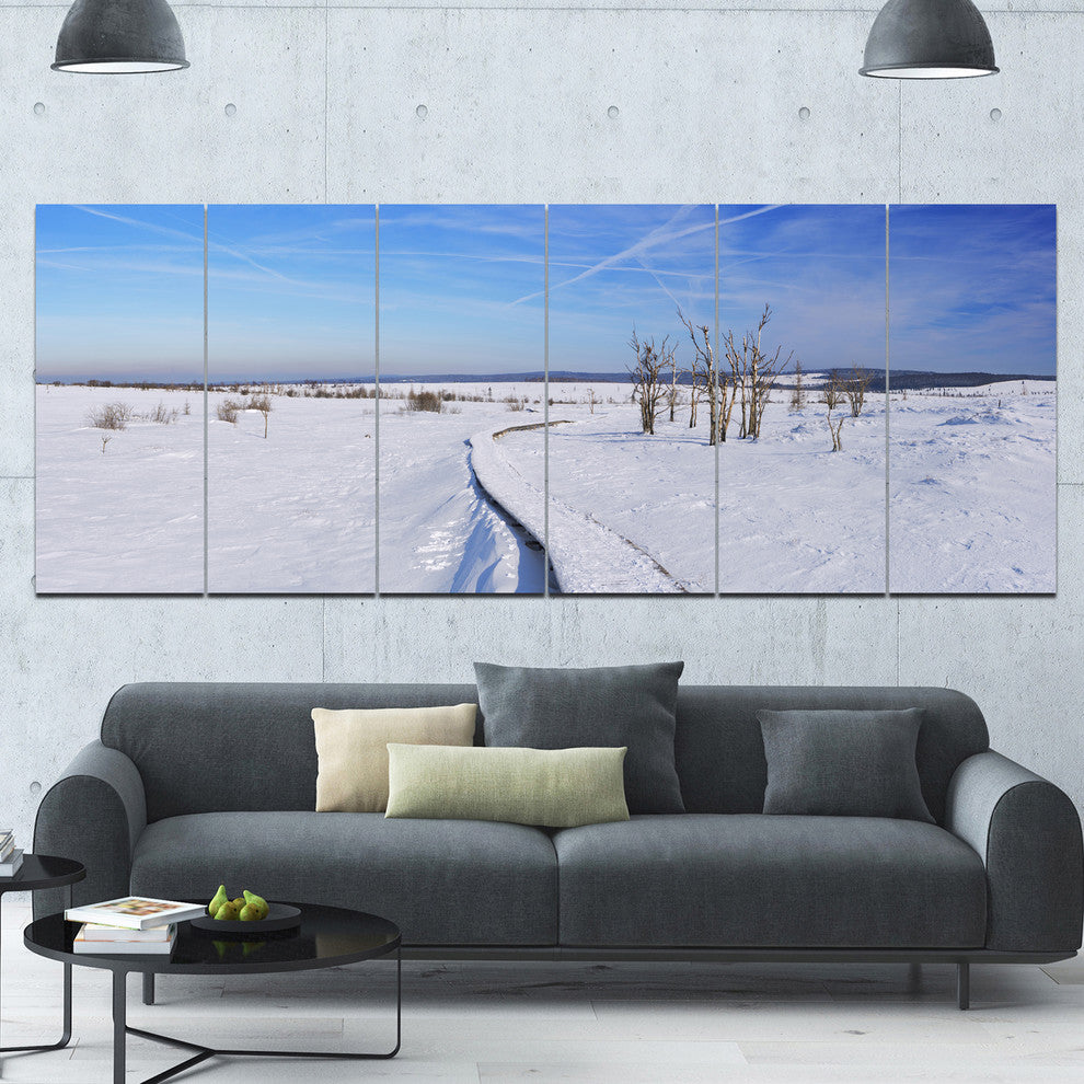 Hautes Fagnes in Belgium Panorama, Seashore Canvas Wall Art, 70"x28", 6 Panels