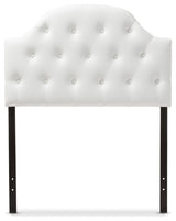 Morris White Faux Leather Button-Tufted Scalloped Twin Size Headboard