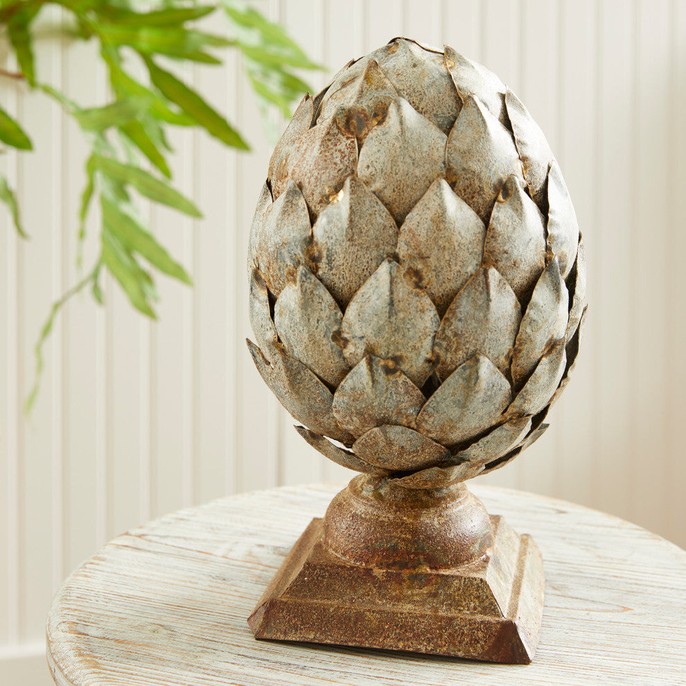 Weathered Metal Artichoke Finial Small