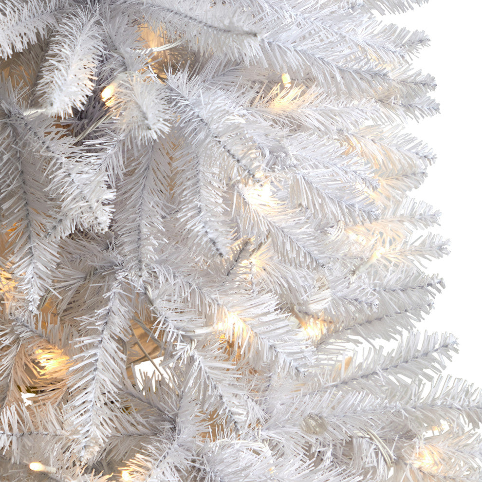 T3358 4 Slim White Artificial Christmas Tree With 100 Warm White LED Lights