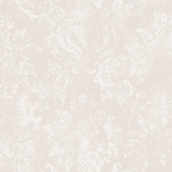 Weathered Damask Wallpaper, Taupe, Bolt