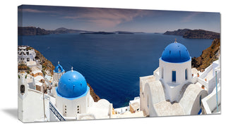"Blue Doomes Churches Panorama" Landscape Print Wall Artwork, 40"x20"