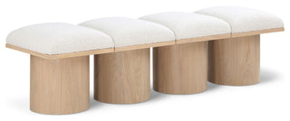 Pavilion Boucle Fabric Upholstered 4-Piece Modular Bench, Cream, Natural Finish