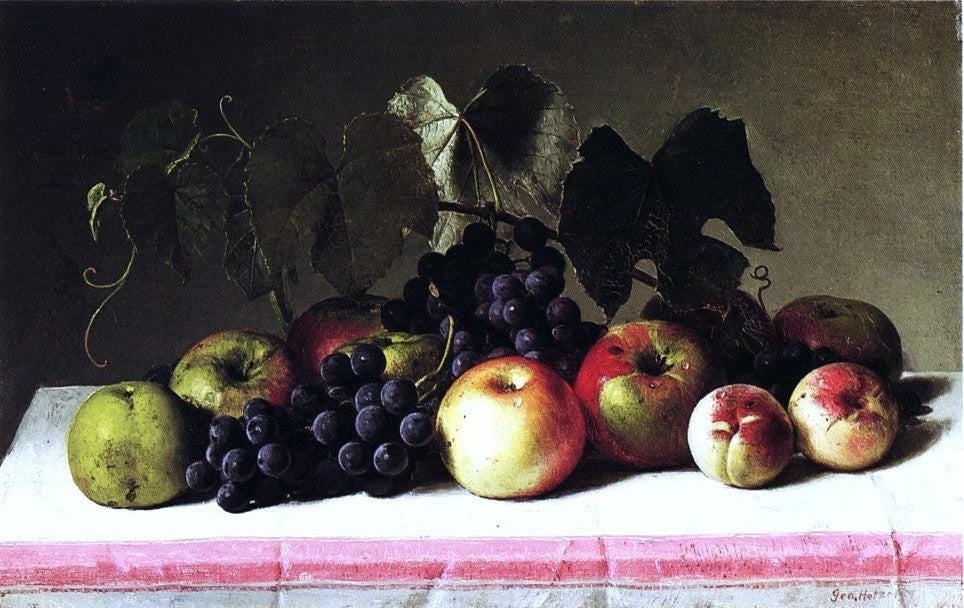 George Hetzel Still Life with Concord Grapes and Apples Gallery Wrapped Canvas