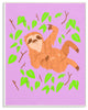 The Kids Room Sloth In Green Leaves on Pink Cartoon Wall Plaque Art, 10"x15"