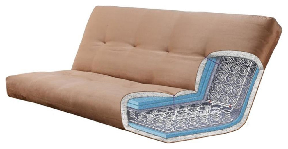 Coil Hinged Full-size Futon Mattress in Seaport Blue-Frame Not Included