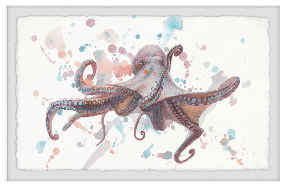 "Artistic Octopus" Framed Painting Print, 24"x16"