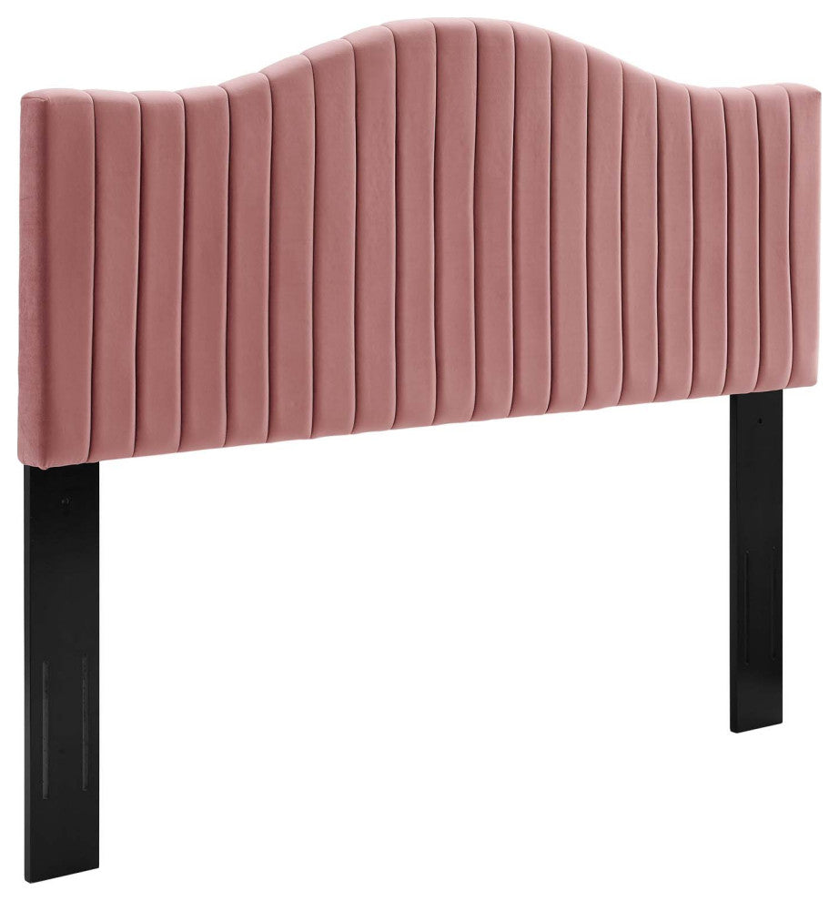 Brielle Channel Tufted Performance Velvet Twin Headboard-Dusty Rose