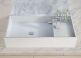 ADM Rectangular Countertop Sink, White, 32", Glossy White, On-Right