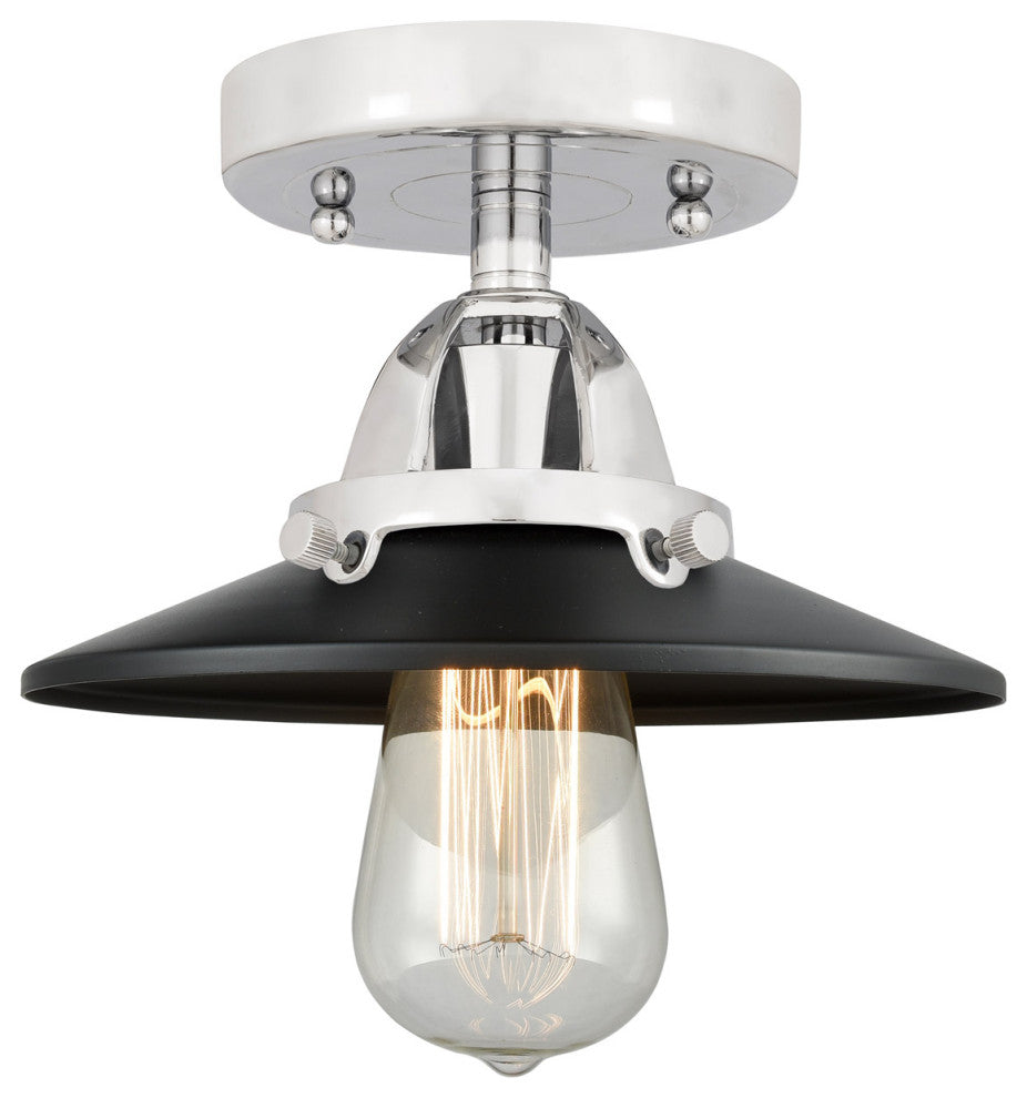 Innovations 288-1C-PC-M6-BK Railroad 1 Light Semi-Flush Mount, Polished Chrome